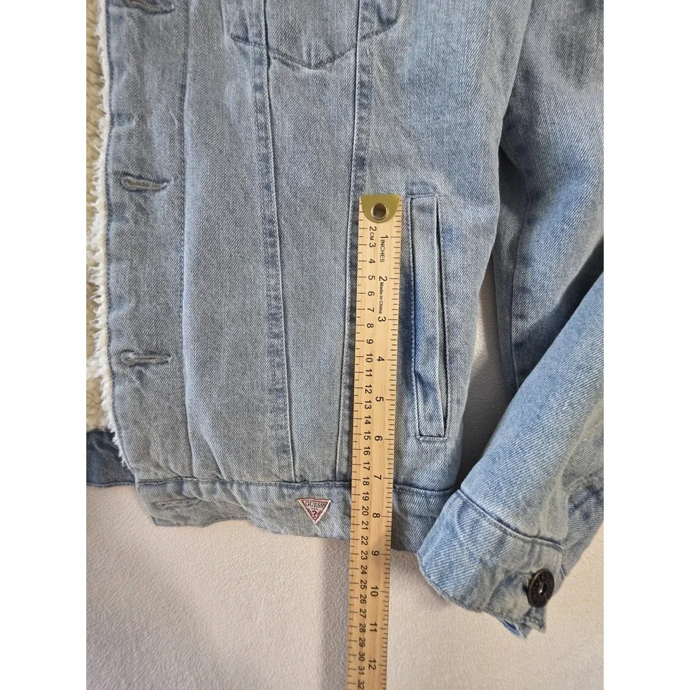 Size S- Guess Jean Light Blue White Fur Jacket